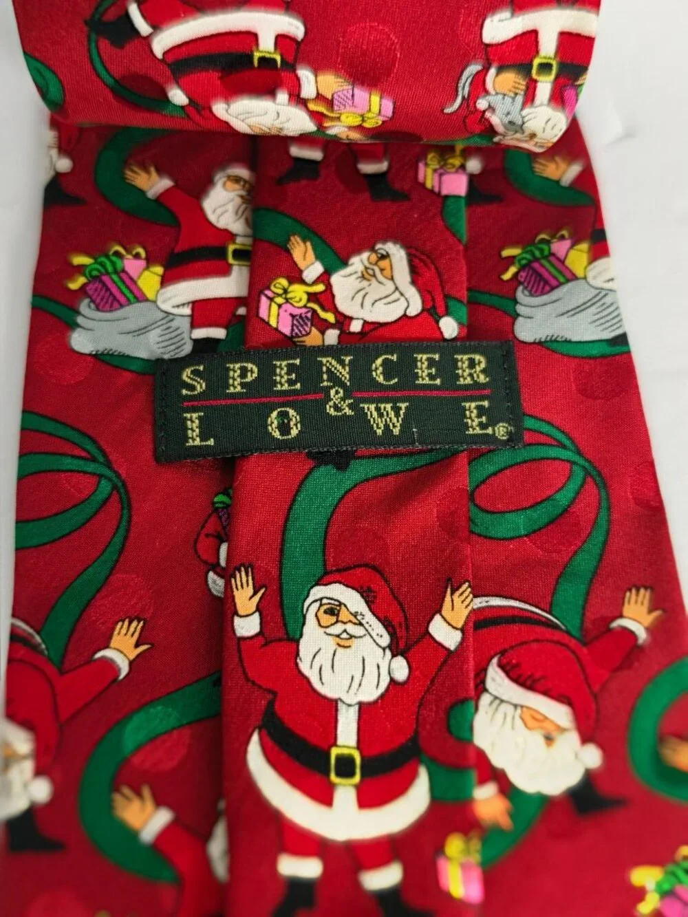 Mens Christmas Silk Tie Santa Claus Corporate Holiday Neckwear Spencer & Loew